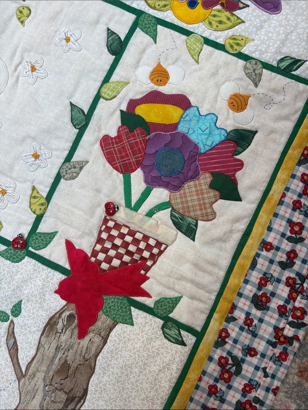 Handmade Folk Art Appliqué Quilt Wall Hanging | Signed 1999 | 30” x 40” - Picture 7 of 12